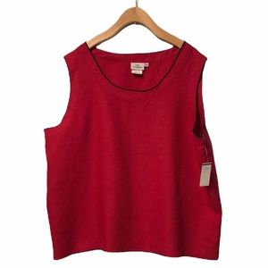 HOT COTTON Red Linen Top